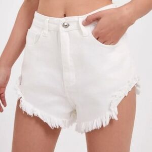 Wild Fable White Highest Rise Ripped Frayed Button Fly Festival Jean Shorts 4